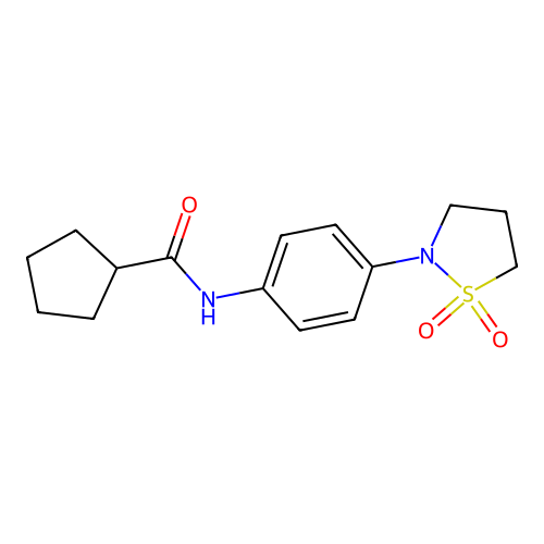 N-(4-(1,1-dioxidoisothiazolidin-2-yl)phenyl)cyclopentanecarboxamide structure