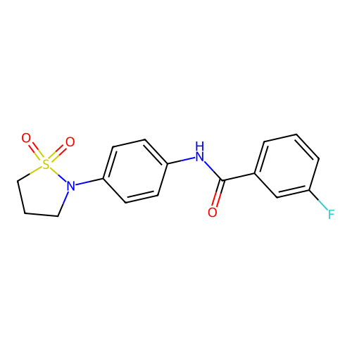 N-(4-(1,1-dioxidoisothiazolidin-2-yl)phenyl)-3-fluorobenzamide structure