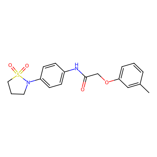 N-[4-(1,1-dioxo-1lambda6,2-thiazolidin-2-yl)phenyl]-2-(3-methylphenoxy)acetamide structure