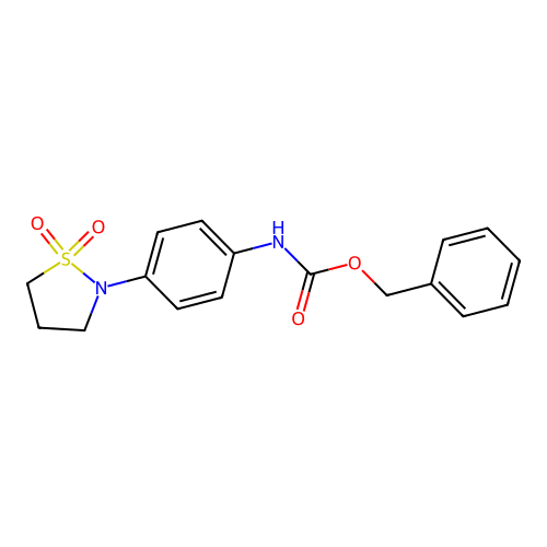 Benzyl (4-(1,1-dioxidoisothiazolidin-2-yl)phenyl)carbamate structure