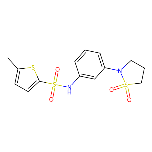 N-(3-(1,1-dioxidoisothiazolidin-2-yl)phenyl)-5-methylthiophene-2-sulfonamide structure