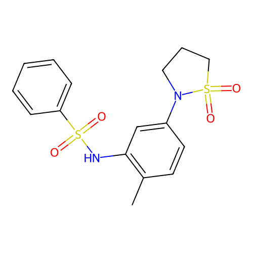 N-(5-(1,1-dioxidoisothiazolidin-2-yl)-2-methylphenyl)benzenesulfonamide structure