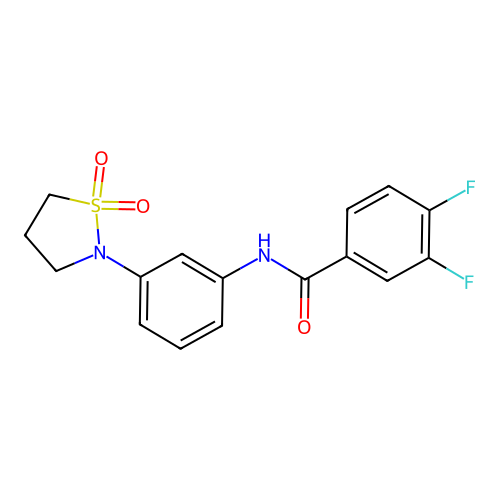 N-(3-(1,1-dioxidoisothiazolidin-2-yl)phenyl)-3,4-difluorobenzamide structure