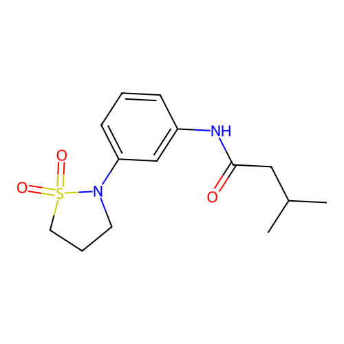 N-(3-(1,1-dioxidoisothiazolidin-2-yl)phenyl)-3-methylbutanamide structure