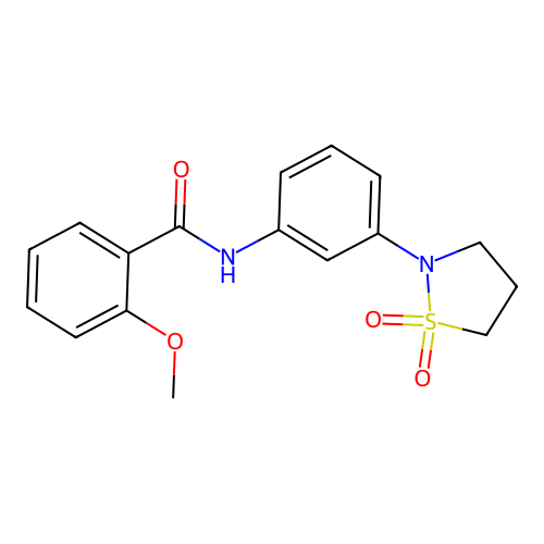 N-(3-(1,1-dioxidoisothiazolidin-2-yl)phenyl)-2-methoxybenzamide structure