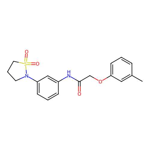 N-(3-(1,1-dioxidoisothiazolidin-2-yl)phenyl)-2-(m-tolyloxy)acetamide structure