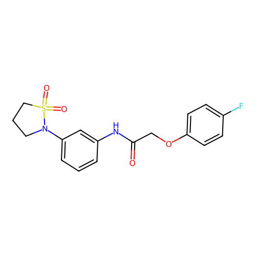N-(3-(1,1-dioxidoisothiazolidin-2-yl)phenyl)-2-(4-fluorophenoxy)acetamide structure