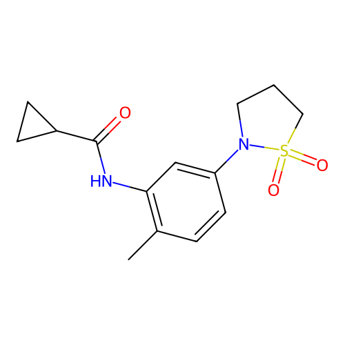 N-(5-(1,1-dioxidoisothiazolidin-2-yl)-2-methylphenyl)cyclopropanecarboxamide structure