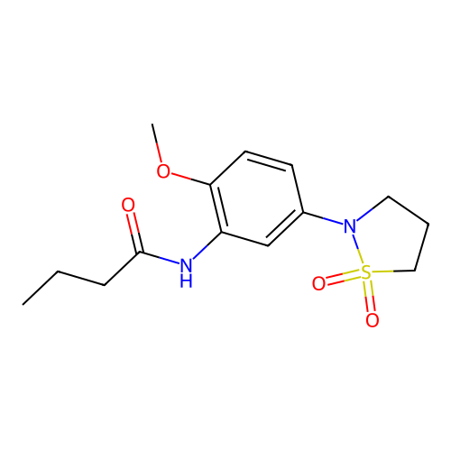 N-(5-(1,1-dioxidoisothiazolidin-2-yl)-2-methoxyphenyl)butyramide structure
