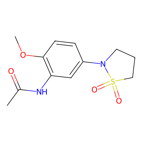N-(5-(1,1-dioxidoisothiazolidin-2-yl)-2-methoxyphenyl)acetamide structure