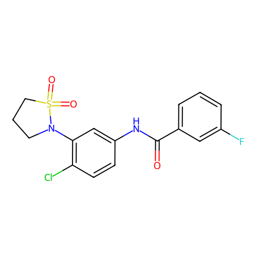 N-(4-chloro-3-(1,1-dioxidoisothiazolidin-2-yl)phenyl)-3-fluorobenzamide structure