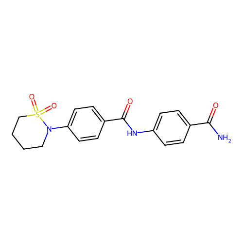 4-[[4-(1,1-Dioxothiazinan-2-yl)benzoyl]amino]benzamide structure