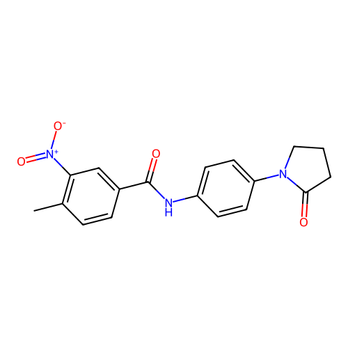 4-methyl-3-nitro-N-[4-(2-oxopyrrolidin-1-yl)phenyl]benzamide structure