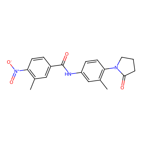 3-methyl-N-[3-methyl-4-(2-oxopyrrolidin-1-yl)phenyl]-4-nitrobenzamide structure