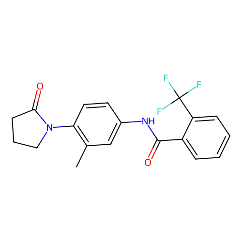 N-[3-methyl-4-(2-oxopyrrolidin-1-yl)phenyl]-2-(trifluoromethyl)benzamide structure