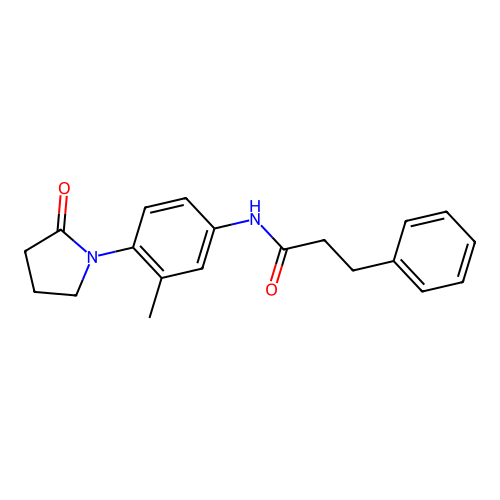 N-[3-methyl-4-(2-oxopyrrolidin-1-yl)phenyl]-3-phenylpropanamide structure