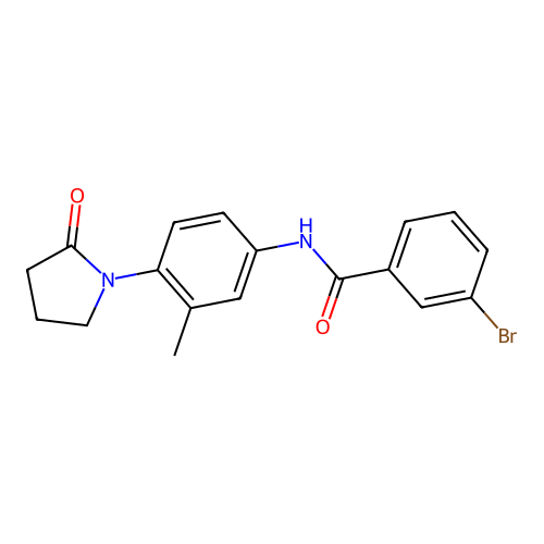 3-bromo-N-[3-methyl-4-(2-oxopyrrolidin-1-yl)phenyl]benzamide structure