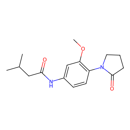 N-[3-methoxy-4-(2-oxopyrrolidin-1-yl)phenyl]-3-methylbutanamide structure