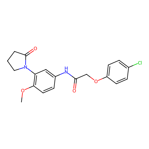 2-(4-chlorophenoxy)-N-[4-methoxy-3-(2-oxopyrrolidin-1-yl)phenyl]acetamide structure