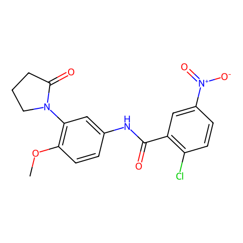 2-chloro-N-[4-methoxy-3-(2-oxopyrrolidin-1-yl)phenyl]-5-nitrobenzamide structure