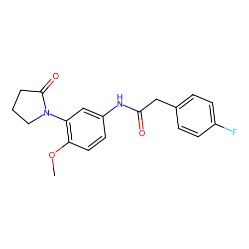 2-(4-fluorophenyl)-N-[4-methoxy-3-(2-oxopyrrolidin-1-yl)phenyl]acetamide structure
