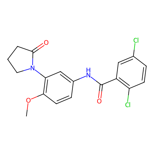 2,5-dichloro-N-[4-methoxy-3-(2-oxopyrrolidin-1-yl)phenyl]benzamide structure