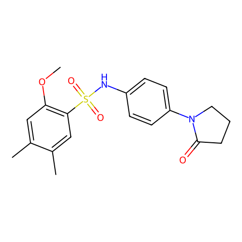 2-methoxy-4,5-dimethyl-N-(4-(2-oxopyrrolidin-1-yl)phenyl)benzenesulfonamide structure