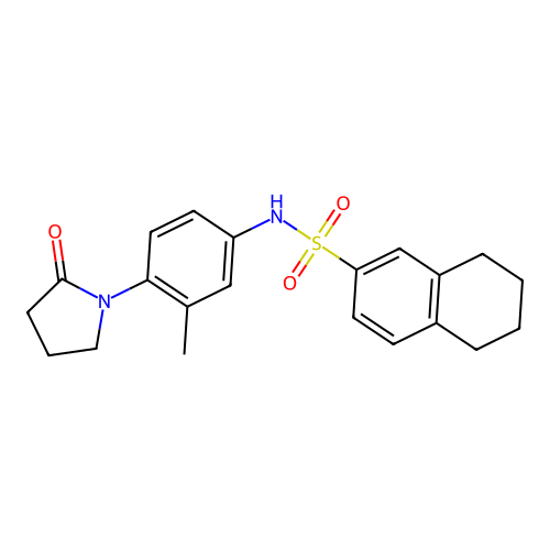 N-[3-methyl-4-(2-oxopyrrolidin-1-yl)phenyl]-5,6,7,8-tetrahydronaphthalene-2-sulfonamide structure