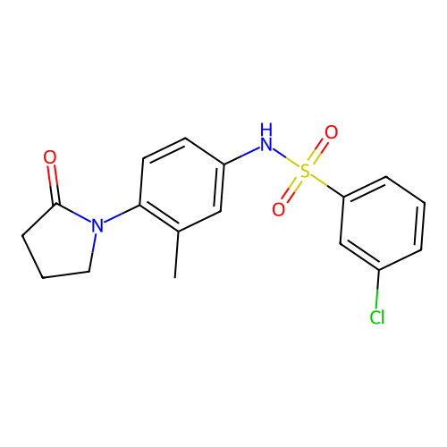 3-chloro-N-(3-methyl-4-(2-oxopyrrolidin-1-yl)phenyl)benzenesulfonamide structure