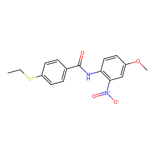 4-ethylsulfanyl-N-(4-methoxy-2-nitrophenyl)benzamide structure