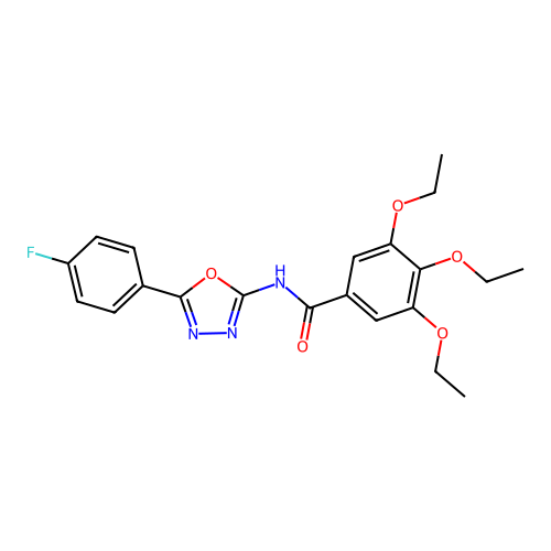 3,4,5-triethoxy-N-[5-(4-fluorophenyl)-1,3,4-oxadiazol-2-yl]benzamide structure
