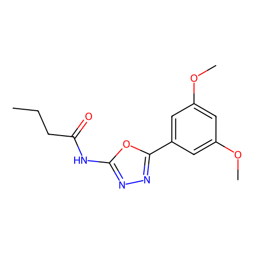N-[5-(3,5-dimethoxyphenyl)-1,3,4-oxadiazol-2-yl]butanamide structure