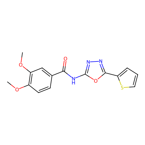 3,4-dimethoxy-N-(5-(thiophen-2-yl)-1,3,4-oxadiazol-2-yl)benzamide structure