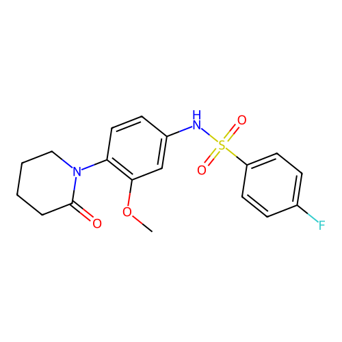 4-fluoro-N-(3-methoxy-4-(2-oxopiperidin-1-yl)phenyl)benzenesulfonamide structure