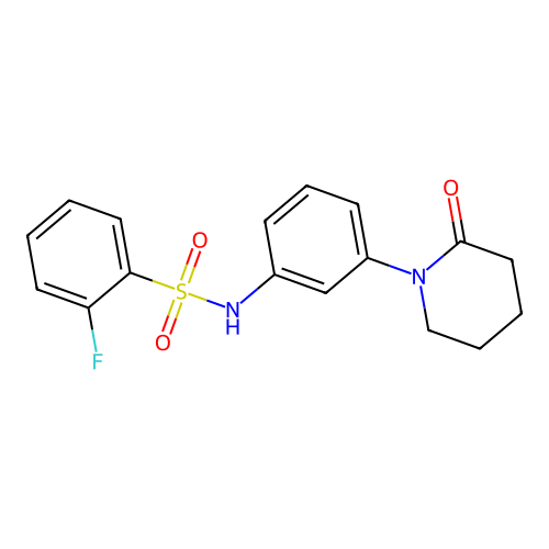 2-fluoro-N-(3-(2-oxopiperidin-1-yl)phenyl)benzenesulfonamide structure
