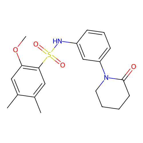 2-methoxy-4,5-dimethyl-N-(3-(2-oxopiperidin-1-yl)phenyl)benzenesulfonamide structure