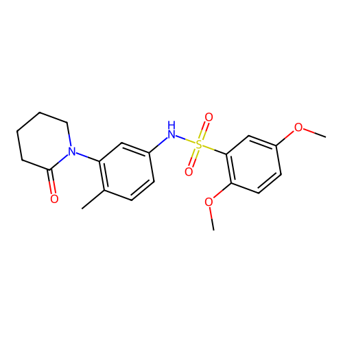2,5-dimethoxy-N-(4-methyl-3-(2-oxopiperidin-1-yl)phenyl)benzenesulfonamide structure