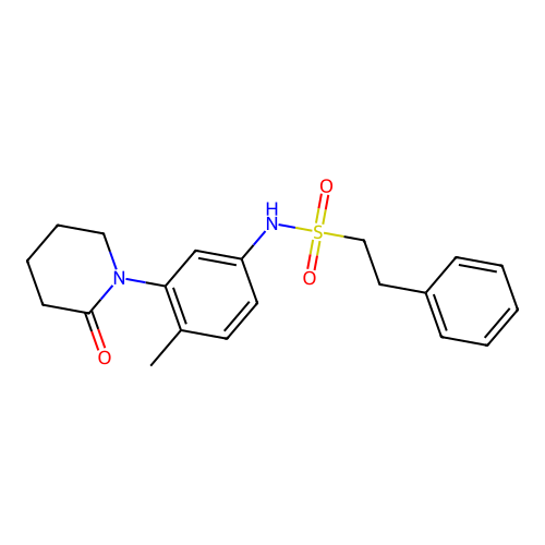 N-(4-methyl-3-(2-oxopiperidin-1-yl)phenyl)-2-phenylethanesulfonamide structure