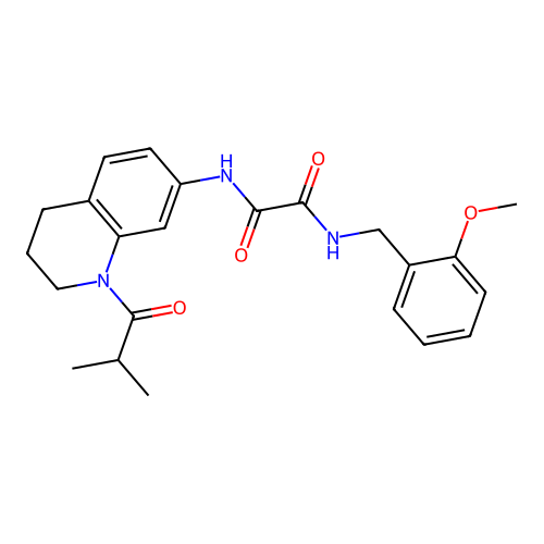 N1-(1-isobutyryl-1,2,3,4-tetrahydroquinolin-7-yl)-N2-(2-methoxybenzyl)oxalamide structure