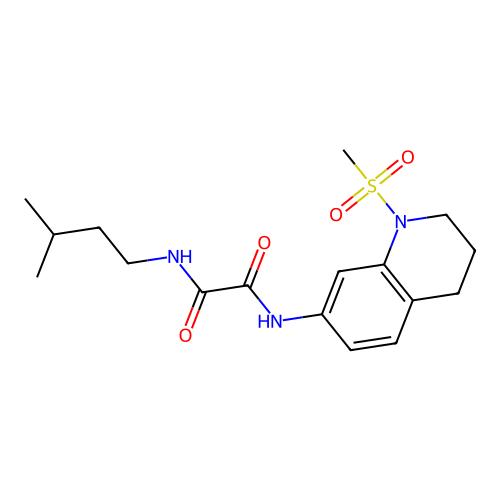 N-(3-methylbutyl)-N'-(1-methylsulfonyl-3,4-dihydro-2H-quinolin-7-yl)oxamide structure