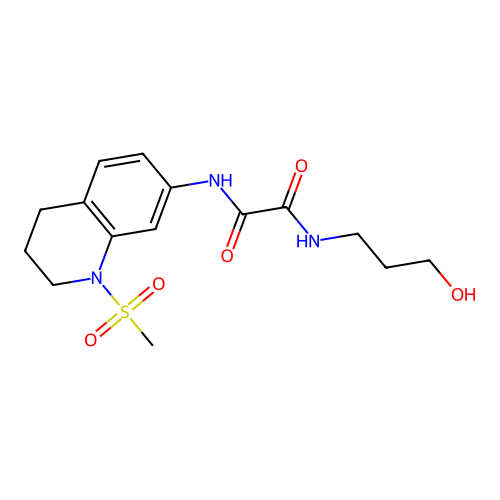 N-(3-hydroxypropyl)-N'-(1-methylsulfonyl-3,4-dihydro-2H-quinolin-7-yl)oxamide structure