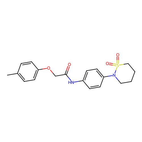 N-[4-(1,1-dioxothiazinan-2-yl)phenyl]-2-(4-methylphenoxy)acetamide structure