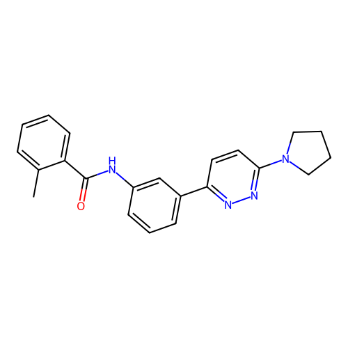 2-methyl-N-(3-(6-(pyrrolidin-1-yl)pyridazin-3-yl)phenyl)benzamide structure