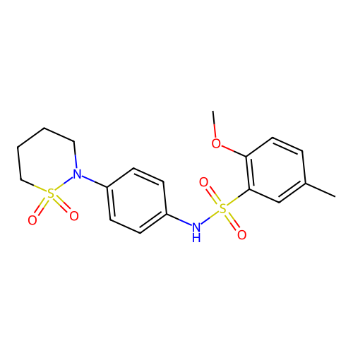 N-[4-(1,1-dioxothiazinan-2-yl)phenyl]-2-methoxy-5-methylbenzenesulfonamide structure