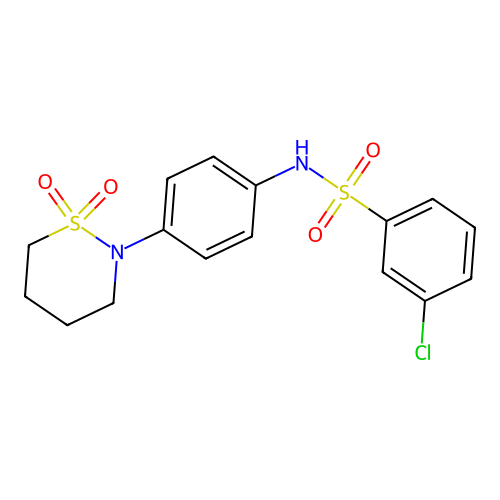 3-chloro-N-[4-(1,1-dioxothiazinan-2-yl)phenyl]benzenesulfonamide structure