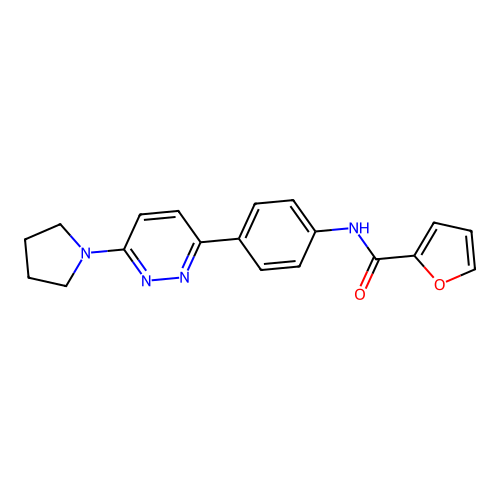 N-(4-(6-(pyrrolidin-1-yl)pyridazin-3-yl)phenyl)furan-2-carboxamide structure