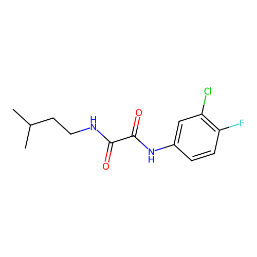 N1-(3-chloro-4-fluorophenyl)-N2-isopentyloxalamide structure