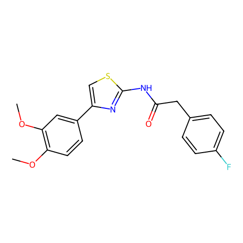 N-(4-(3,4-dimethoxyphenyl)thiazol-2-yl)-2-(4-fluorophenyl)acetamide structure