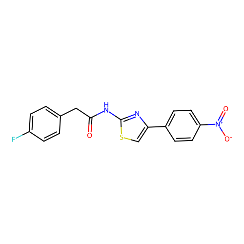 2-(4-fluorophenyl)-N-(4-(4-nitrophenyl)thiazol-2-yl)acetamide structure