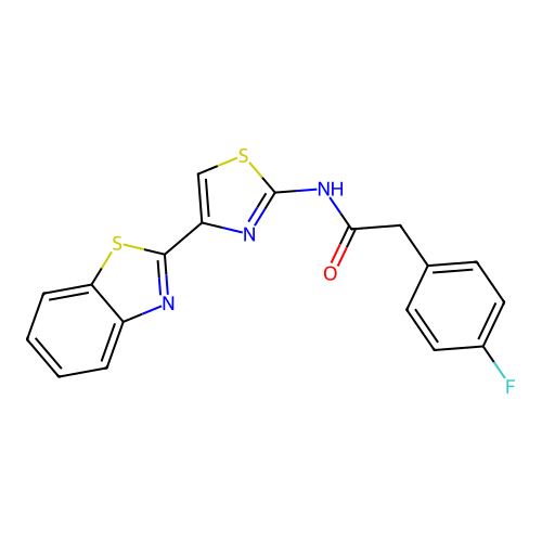N-(4-(benzo[d]thiazol-2-yl)thiazol-2-yl)-2-(4-fluorophenyl)acetamide structure